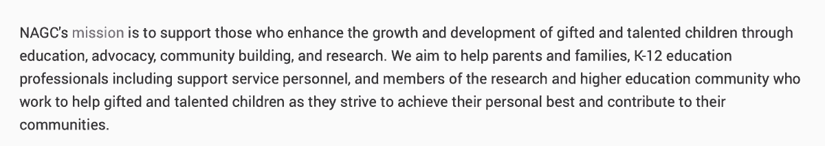 Nagc mission statement Nagc mission statement
